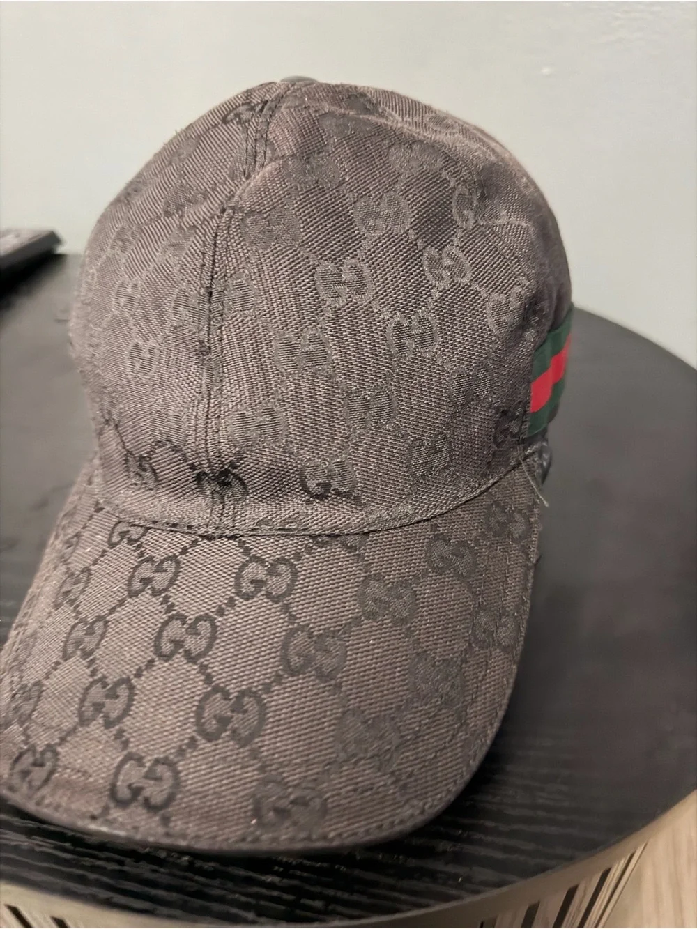 Authentic GG Monogram Cap with Red and Green Stripe